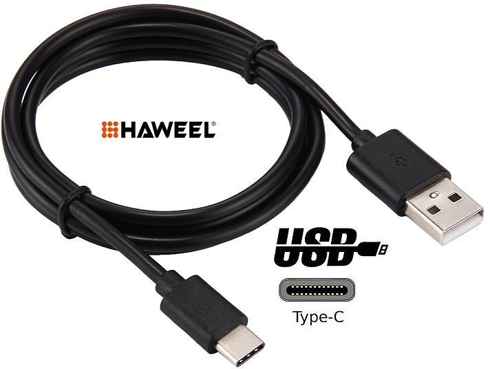 USB datový a dobíjecí kabel Nokia 5.3 černý, nahrazuje ORIGINÁL HAWEEL
