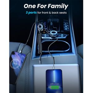 JOYROOM JR-CL08 3v1 45W neoriginální nabíječka do automobilu pro iPhone + výstup USB i Type-C