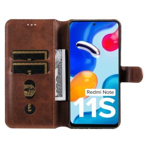 Kožené pouzdro Xiaomi Redmi Note 11S hnědé, brown, řada CLASSIC magnetic S-T-A-R