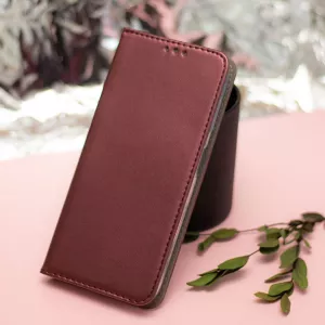 Kožené pouzdro Xiaomi 14T Pro wine red, vínové, řada SMART, materiál syntetická kůže TT-TopTechnology