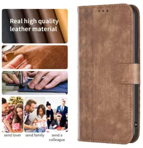 Kožené pouzdro Xiaomi Redmi 13C brown, hnědé, řada EMBOSSED, materiál syntetická kůže TT-TopTechnology