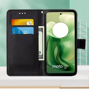 Kožené pouzdro Motorola Moto G04 / Moto G24, vzor Cats And Tigers, materiál syntetická kůže TT-TopTechnology