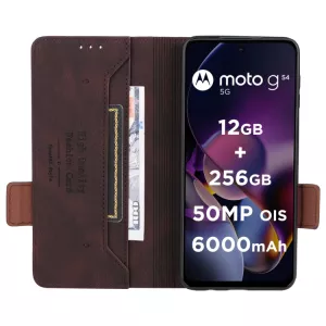 Kožené pouzdro Motorola Moto G54 5G hnědé, brown, řada Magnetic-Clasp, materiál syntetická kůže TT-TopTechnology