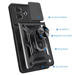 TPU pouzdro Motorola Moto G54 5G černé, black, řada DEFENDER, hliníkový úchyt, držák TT-TopTechnology