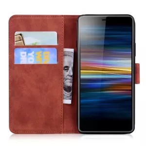 Kožené pouzdro Sony Xperia L3 hnědé, brown, řada CLASSIC, model knížka TT-TopTechnology