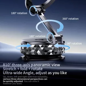 MHK12 magnetický držák vakuový přísavný 360° černý diamant, vhodný na přístrojovou, palubní desku vozidla, nebo jinou plochu TT-TopTechnology