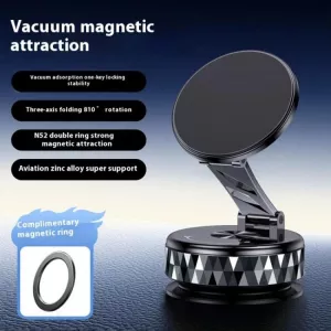 MHK13 magnetický držák vakuový přísavný 360° stříbrný skládací, vhodný na přístrojovou, palubní desku vozidla, nebo jinou plochu TT-TopTechnology