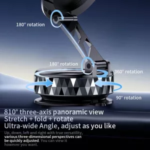MHK13 magnetický držák vakuový přísavný 360° stříbrný skládací, vhodný na přístrojovou, palubní desku vozidla, nebo jinou plochu TT-TopTechnology