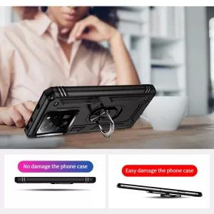 TPU zadní kryt, pouzdro Xiaomi 13T / 13T Pro černé, black, odolné proti nárazům, kovový otočný držák ( stojan) 360 stupňů TT-TopTechnology