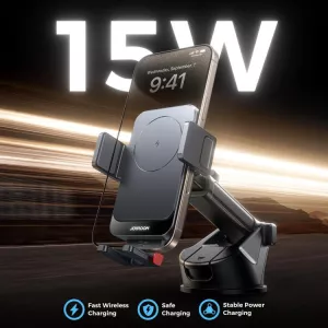 WHJR-ZS241S bezdrátový inteligentní nabíjecí držák do auta 15W, s podporou rychlého nabíjení, vhodný na palubní desku automobilu, nebo jinou plochu JOYROOM