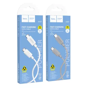 Dobíjecí, datový kabel pro Samsung Galaxy S20 FE 5G, 60W 3A, bílý, white, USB-C na USB-C, nahrazuje originál HOCO