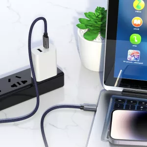 Dobíjecí, datový kabel pro Samsung Galaxy S24 Ultra, 240W 5A, bílý, white, USB-C na USB-C, nahrazuje originál HOCO