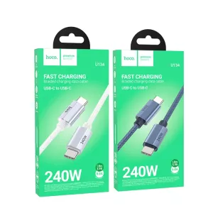 Dobíjecí, datový kabel pro Samsung Galaxy S24 Ultra, 240W 5A, bílý, white, USB-C na USB-C, nahrazuje originál HOCO