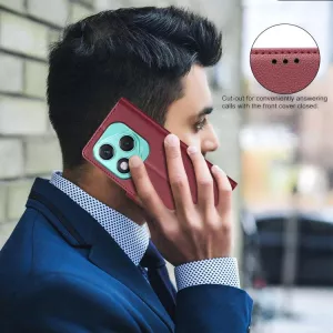 Kožené pouzdro Honor 400 Lite červené, red, model knížka, řada LITCHI, materiál syntetická kůže TT-TopTechnology