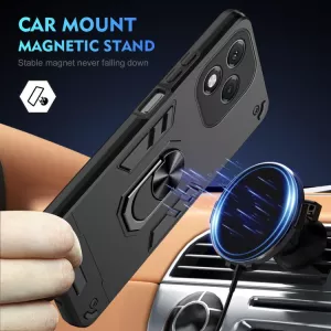 TPU ochranné pouzdro Honor 400 Lite černé, black, odolné proti nárazům, s držákem a magnetem uprostřed TT-TopTechnology