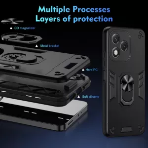 TPU ochranné pouzdro Honor 400 Lite černé, black, odolné proti nárazům, s držákem a magnetem uprostřed TT-TopTechnology