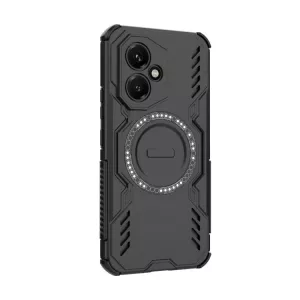 TPU pouzdro Honor 400 5G černé, black, odolné proti nárazům, s držákem a magnetem uprostřed TT-TopTechnology