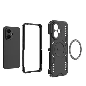 TPU pouzdro Honor 400 5G černé, black, odolné proti nárazům, s držákem a magnetem uprostřed TT-TopTechnology