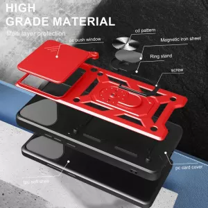TPU pouzdro Honor 400 Lite červené, red, odolné proti nárazům, s držákem a magnetem uprostřed TT-TopTechnology