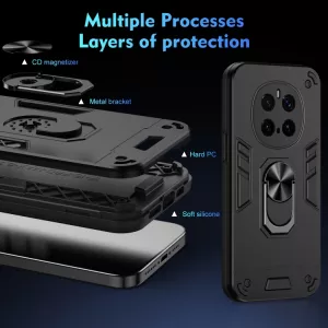 TPU pouzdro, zadní kryt Honor Magic7 Pro černé, black, odolné proti nárazům, s držákem a magnetem uprostřed TT-TopTechnology