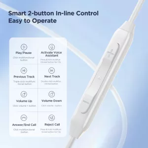 Sluchátka JR-EC05 Bass pro Samsung Galaxy S22, bílá - kvalitní značkové příslušenství s přenosem zvuku přes konektor Typu-C a vestavěným převodníkem DAC JOYROOM