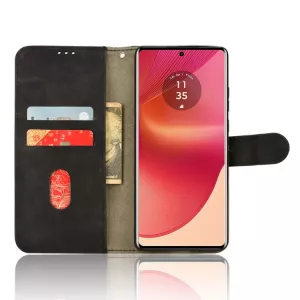 Kožené pouzdro knížka Motorola Edge 50 Fusion černé, black, řada CLASSIC, materiál syntetická kůže TT-TopTechnology