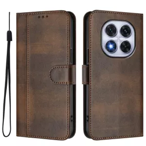 Kožené pouzdro Xiaomi Redmi Note 14 Pro 5G, Poco X7 5G hnědé, brown, model knížka, řada Splicing Buckle, materiál syntetická kůže TT-TopTechnology Kožené pouzdro Poco X7 5G hnědé