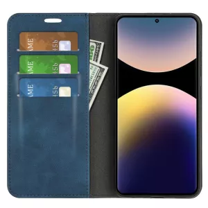 Kožené pouzdro Xiaomi Redmi Note 14 Pro modré, blue, model knížka, řada Magnetic Classic, materiál syntetická kůže TT-TopTechnology