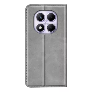 Kožené pouzdro Xiaomi Redmi Note 14 Pro šedé, grey, model knížka, řada Magnetic Classic, materiál syntetická kůže TT-TopTechnology