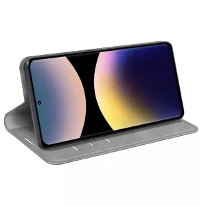 Kožené pouzdro Xiaomi Redmi Note 14 Pro šedé, grey, model knížka, řada Magnetic Classic, materiál syntetická kůže TT-TopTechnology