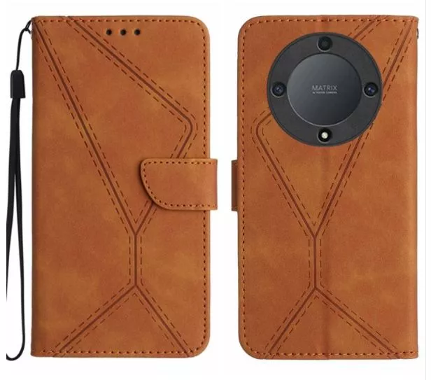 Pouzdro Honor Magic5 Lite hnědé, brown, model knížka, materiál syntetická kůže TT-TopTechnology Pouzdro Honor Magic5 Lite hnědé