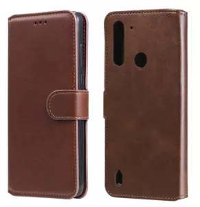 Pouzdro Motorola Moto G8 Power Lite hnědé, brown, model knížka, materiál syntetická kůže