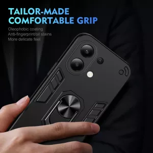 Pouzdro Xiaomi Redmi Note 13 4G černé, black, odolné proti nárazům, kovový otočný držák ( stojan) 360 stupňů TT-TopTechnology