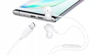 Stereo sluchátka AKG Samsung Galaxy S22 Ultra 5G, USB-C bílá, white, originální příslušenství pro mobilní telefony s přenosem zvuku přes konektor Typu-C Samsung-AKG