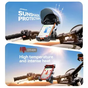 Držák na mobil na kolo se sluneční clonou | univerzální držák pro telefony 4,7–7", otočný 360°, antivibrační, pro horské i silniční kolo, elektrokolo, koloběžku i motorku JOYROOM