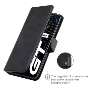 Knížkové kožené pouzdro pro Realme GT 5G černé (Black) – flip obal CLASSIC z PU kůže s magnetickým zavíráním, stojánkem a kapsami na karty TT-TopTechnology