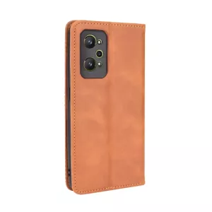 Kožené knížkové pouzdro pro Realme GT Neo 2 5G – flip obal (model knížka) se stojánkem, kapsou na kartu a magnetickým zavíráním, hnědé TT-TopTechnology