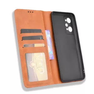 Kožené knížkové pouzdro pro Realme GT Neo 2 5G – flip obal (model knížka) se stojánkem, kapsou na kartu a magnetickým zavíráním, hnědé TT-TopTechnology