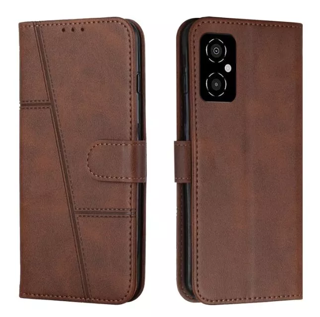 Kožené pouzdro knížka Poco M4 5G hnědé