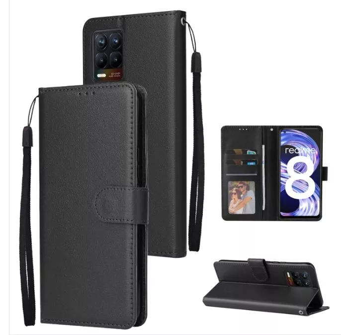Kožené pouzdro Realme 8, Realme 8 Pro černé