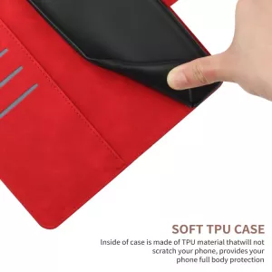 Luxusní červené knížkové pouzdro pro Motorola Edge 70 Fusion 5G – magnetické zavírání, kapsy na karty a funkce stojánku TT-TopTechnology