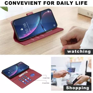 Luxusní červené knížkové pouzdro pro POCO X7 Pro s RFID ochranou, kapsami na karty a magnetickým zavíráním TT-TopTechnology