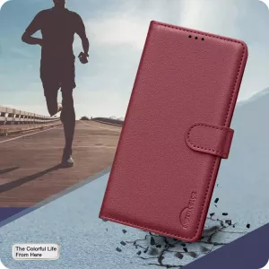 Luxusní červené knížkové pouzdro pro POCO X7 Pro s RFID ochranou, kapsami na karty a magnetickým zavíráním TT-TopTechnology