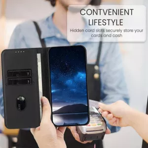 Luxusní knížkové pouzdro pro Motorola Moto G62 5G černé | magnetické zavírání, kapsy na karty, funkce stojánku, syntetická kůže TT-TopTechnology Luxusní knížkové pouzdro pro Motorola Moto G62 5G černé | magnetické zavírání, kapsy na karty, funkce stojánku, syntetická kůže TT-TopTechnology