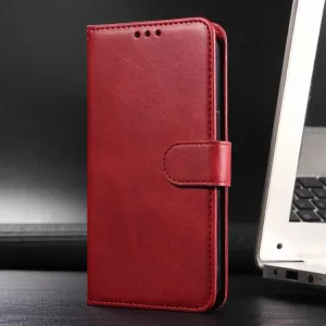 Luxusní knížkové pouzdro pro Xiaomi 17 červené – magnetické zavírání, kapsy na karty, funkce stojánku TT-TopTechnology