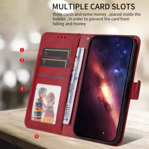 Luxusní knížkové pouzdro pro Xiaomi 17 červené – magnetické zavírání, kapsy na karty, funkce stojánku TT-TopTechnology
