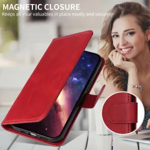 Luxusní knížkové pouzdro pro Xiaomi 17 červené – magnetické zavírání, kapsy na karty, funkce stojánku TT-TopTechnology