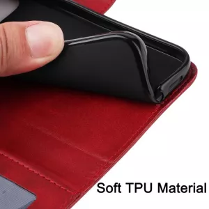 Luxusní knížkové pouzdro pro Xiaomi 17 červené – magnetické zavírání, kapsy na karty, funkce stojánku TT-TopTechnology