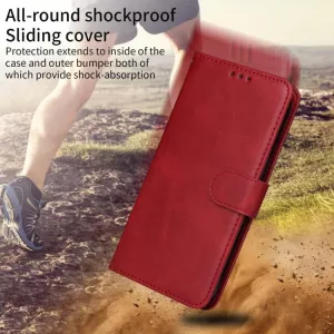 Luxusní knížkové pouzdro pro Xiaomi 17 červené – magnetické zavírání, kapsy na karty, funkce stojánku TT-TopTechnology