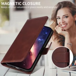 Luxusní knížkové pouzdro pro Xiaomi 17 hnědé – magnetické zavírání, kapsy na karty, funkce stojánku TT-TopTechnology